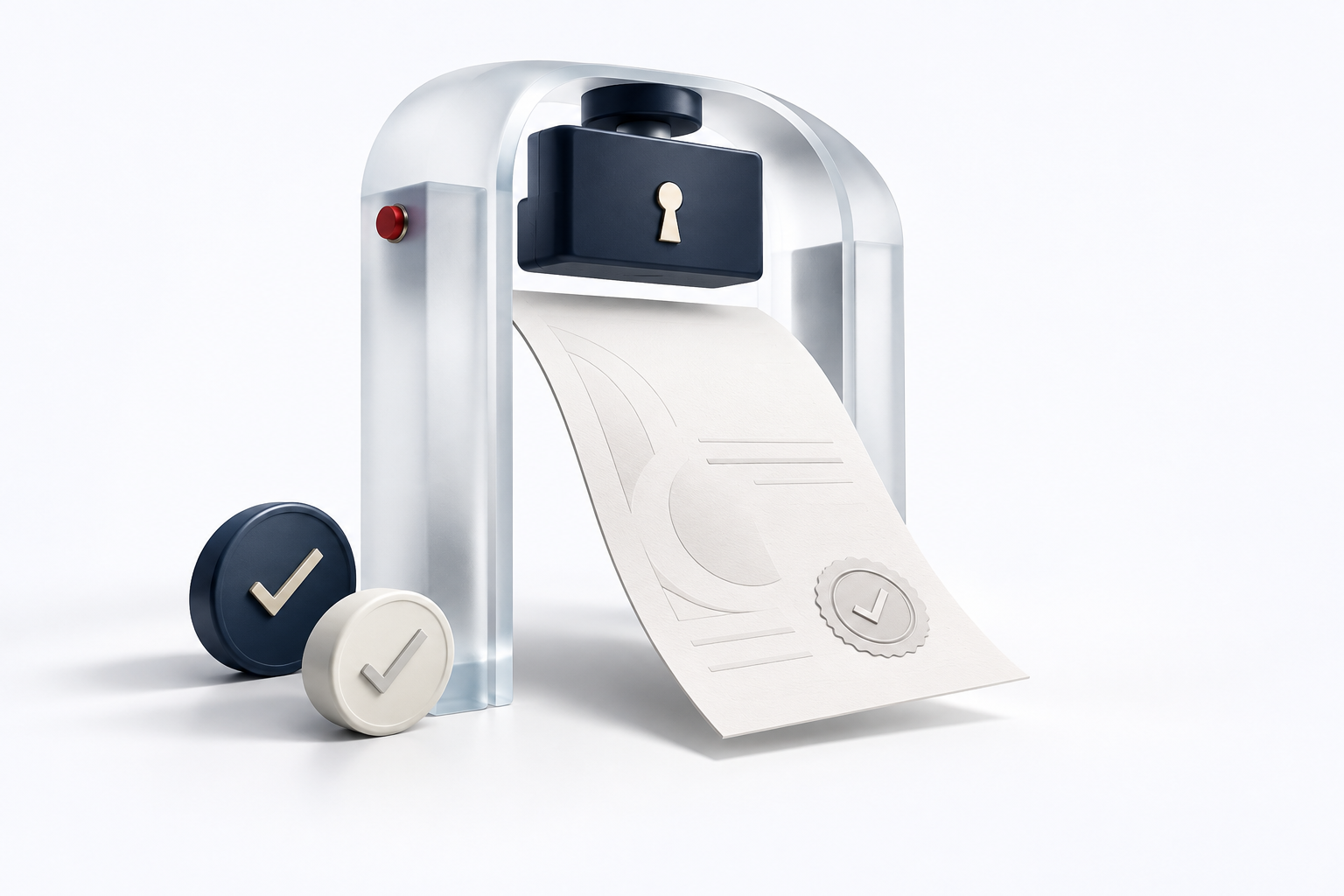 Conceptual illustration of a certificate passing through a digital access gate.