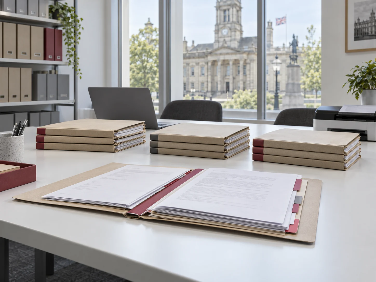 Documents and computer on a municipal office desk
