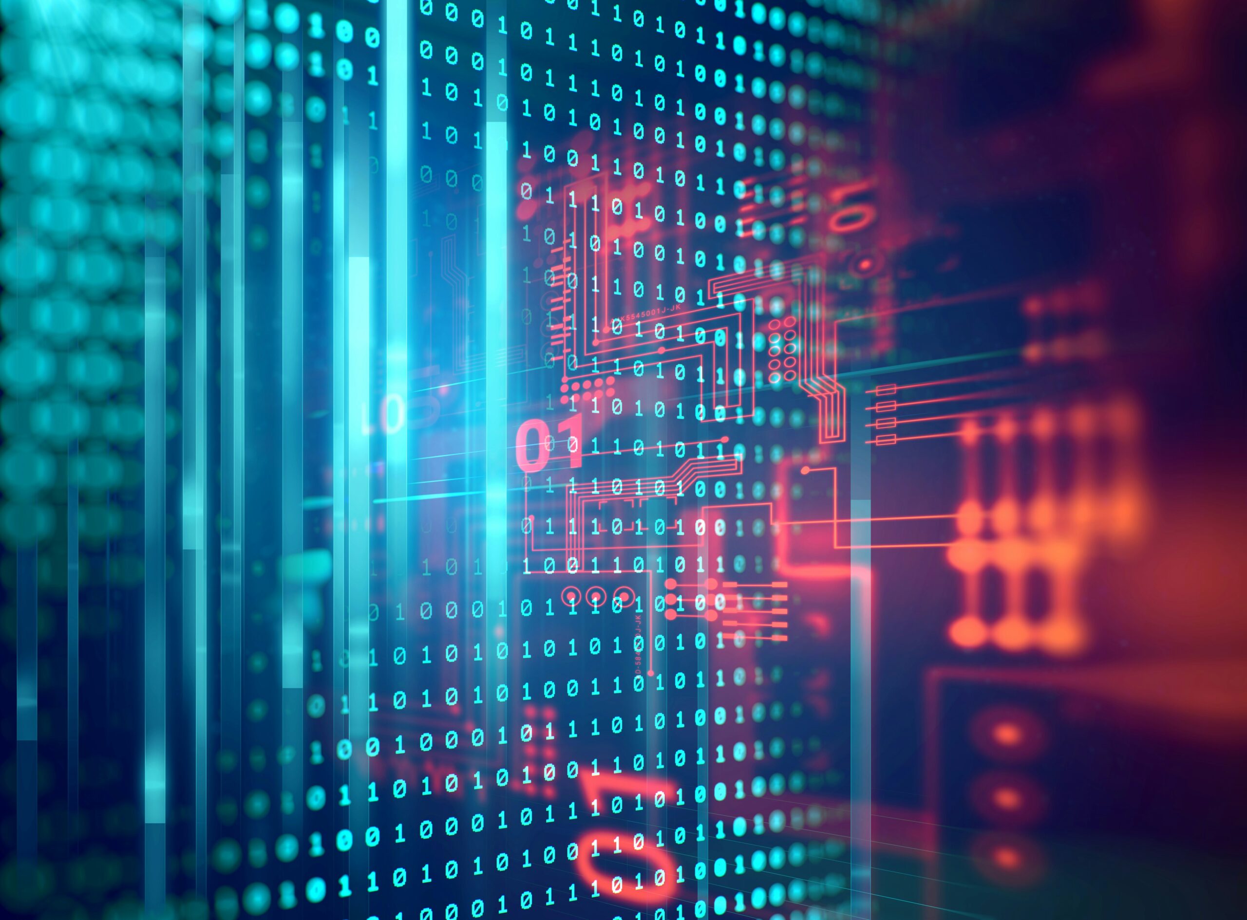 Illustration of digital information and network infrastructure
