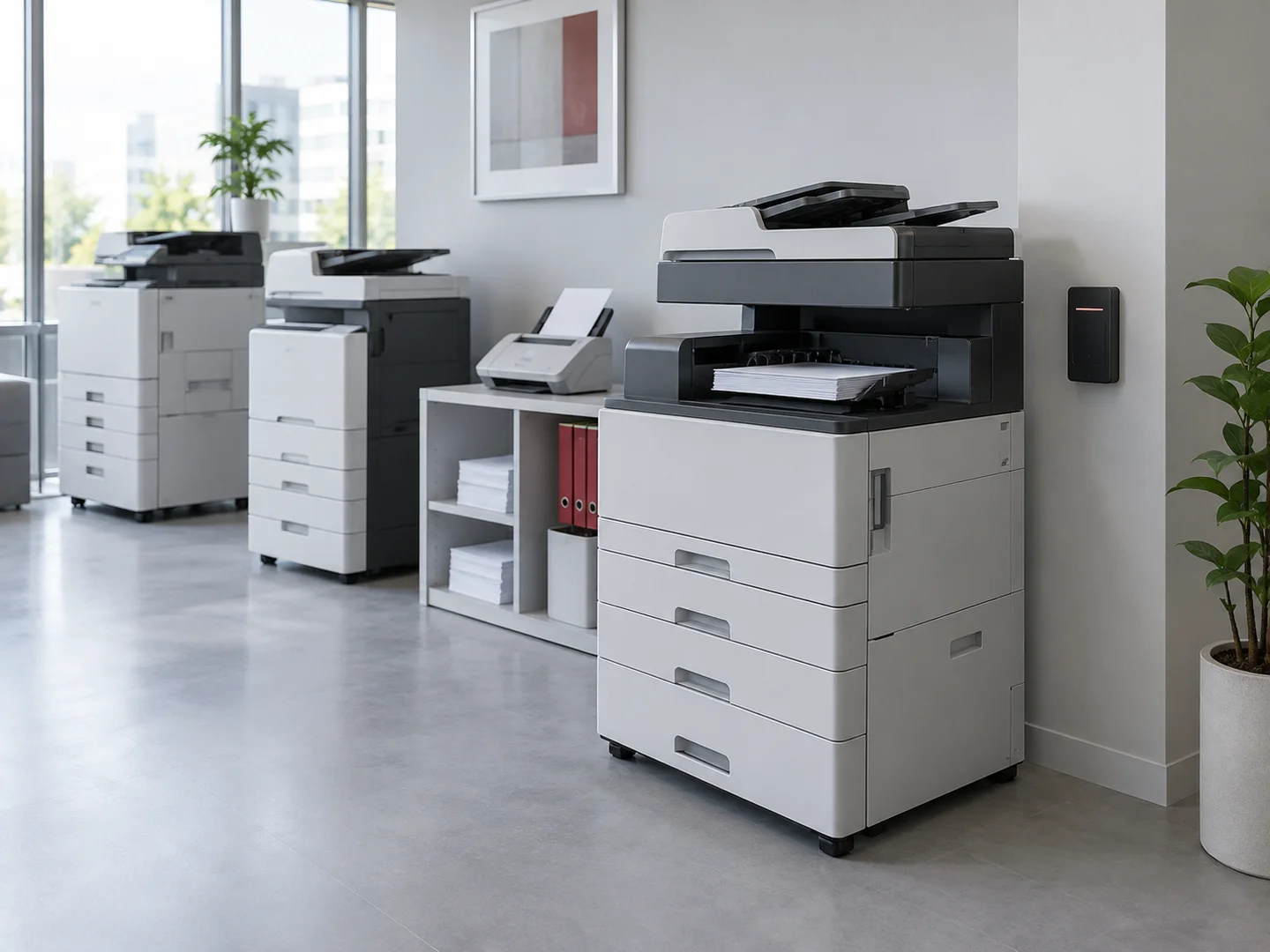 Multifunction printer in a bright office